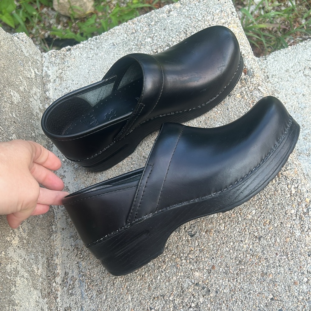 Dansko Black Leather Mules